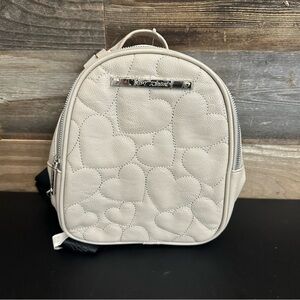 🆕 Betsey Johnson Hearts Backpack Quilted Small Bisque Beige NWT Other